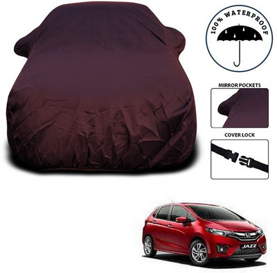 SEBONGO Car Cover For Honda Jazz (With Mirror Pockets)(Maroon)