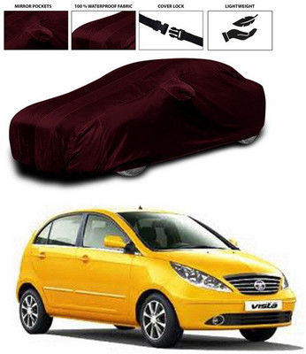 ANTHUB Car Cover For Tata Vista Tech (With Mirror Pockets)(Maroon)