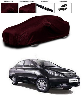 ANTHUB Car Cover For Tata Manza (With Mirror Pockets)(Maroon)