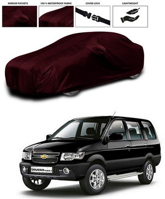 SEBONGO Car Cover For Chevrolet Tavera (With Mirror Pockets)(Maroon)