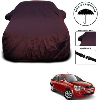 ANTHUB Car Cover For Ford Fiesta Classic (With Mirror Pockets)(Maroon)
