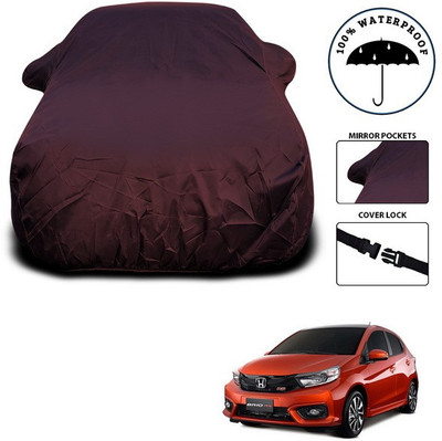 ANTHUB Car Cover For Honda Brio (With Mirror Pockets)(Maroon)