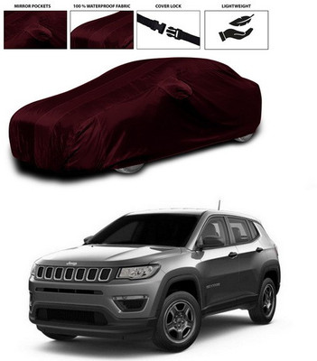 ANTHUB Car Cover For Jeep Compass (With Mirror Pockets)(Maroon)