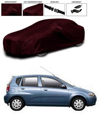 ANTHUB Car Cover For Chevrolet Aveo Uva (With Mirror Pockets)(Maroon)