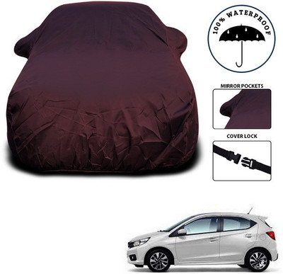 SEBONGO Car Cover For Honda Brio (With Mirror Pockets)(Maroon)