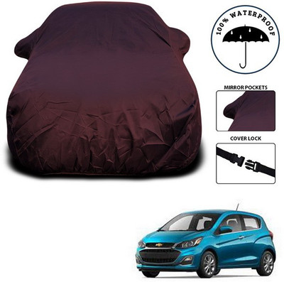 SEBONGO Car Cover For Chevrolet Spark (With Mirror Pockets)(Maroon)