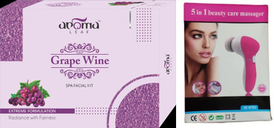 Aroma leafs Wine Facial Kit With 5 in 1 face Massager(2 x 195 g)