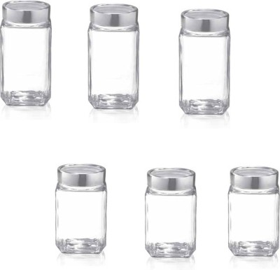 TREO Glass Grocery Container  - 1000 ml, 800 ml(Pack of 6, Clear)
