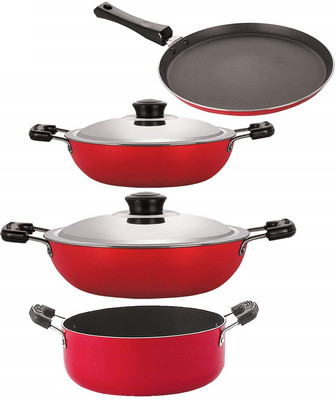 NIRLON Non-Stick Coated Cookware Set(PTFE (Non-stick), Aluminium, 4 - Piece)