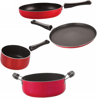 NIRLON FT10_FP11_SP(B)_CS24 Non-Stick Coated Cookware Set(PTFE (Non-stick), Aluminium, 4 - Piece)
