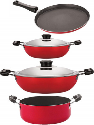 NIRLON FT10_DKD(M)_DKD(J)_CS24 Non-Stick Coated Cookware Set(PTFE (Non-stick), Aluminium, 4 - Piece)