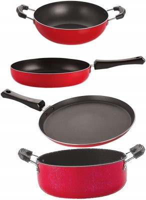 NIRLON FT10_FP10_KD10_CS24 Non-Stick Coated Cookware Set(PTFE (Non-stick), Aluminium, 4 - Piece)