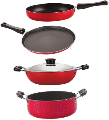 NIRLON FT10_FP11_DKD(B)_CS24 Non-Stick Coated Cookware Set(PTFE (Non-stick), Aluminium, 4 - Piece)