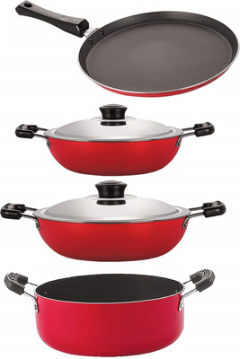 NIRLON FT10_DKD(M)_DKD(B)_CS24 Non-Stick Coated Cookware Set(PTFE (Non-stick), Aluminium, 4 - Piece)