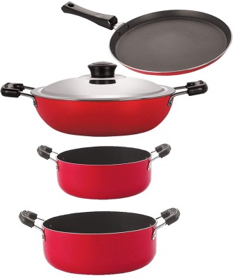 NIRLON FT10_DKD(J)_CS20_CS24 Non-Stick Coated Cookware Set(PTFE (Non-stick), Aluminium, 4 - Piece)