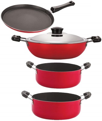 NIRLON FT10_DKD(J)_CS22_CS24 Non-Stick Coated Cookware Set(PTFE (Non-stick), Aluminium, 4 - Piece)