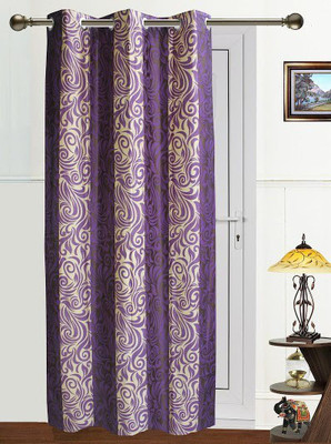 39% OFF on Dekor World 215 cm (7 ft) Polyester Door Curtain Single Curtain(Striped, Purple)