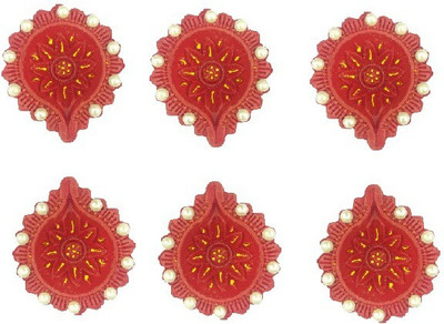 Onlinch Pottery (Pack of 6) Table Diya Set(Height: 2 inch)