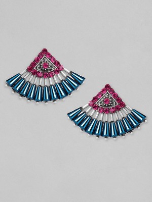 RUBANS Rubans Crystal Blue and Pink Studded Silver Plated Handcrafted Stud Earrings Alloy Stud Earring
