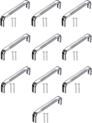 Sun Shield Steel Drawer Handle | Wardrobe Handle | Door Handle Oval D with Screw (4 Inch, Chrome Finish) - 10 Pcs Stainless Steel Cabinet/Drawer Handle(Silver Pack of 10)