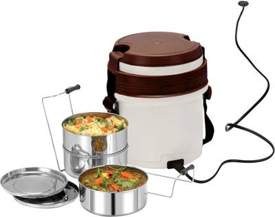 cello Newton Plastic Electric Lunch Box, Set of 3,Brown 3 Containers Lunch Box