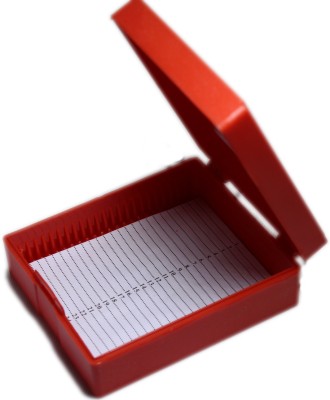 THE LABWORLD Slide box for 25 prepared slides microscope slide box with index,side box plastic Microscope Slide Box