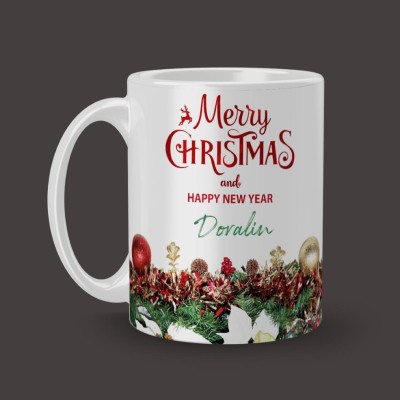Beautum Merry Christmas Doralin Best Christmas and NewYear Gift White Ceramic (350ml) Coffee Model NO:MC005188 Ceramic Coffee Mug(350 ml)