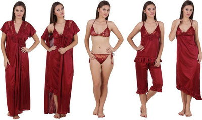 Bombshell Women Nighty Set(Maroon)