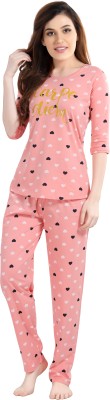 AV2 Women Printed Orange Top & Pyjama Set