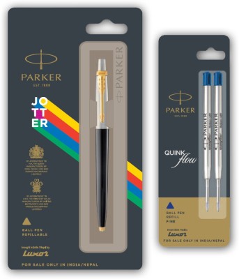 PARKER New Jotter Standard GT Ball Pen with Flow Two Refills Ball Pen(Pack of 2, Blue)