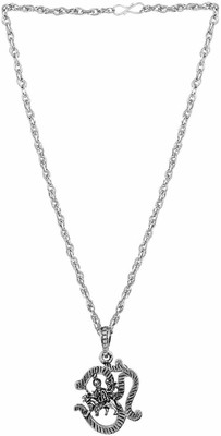 Zumrut Silver Plated Om with Pendant Religious Pendant for Men/Women Silver Brass Pendant Set