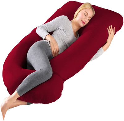 Daddy Cool Full Body Support Microfibre Solid Pregnancy Pillow Pack of 1(Maroon)