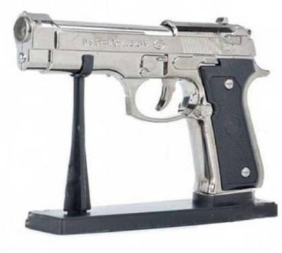 ASTRUMS Baretta gun shaped refillable cigratte lighter with stand Baretta gun shaped refillable cigratte lighter with stand PIA INTERNATIONAL ABS BODY 9mm GUN SHAPE Pocket Lighter Pocket Lighter(Silver, Black)