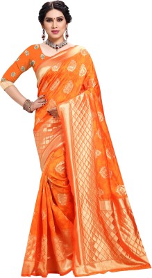 Dhyana Woven Bollywood Jacquard Saree(Orange)