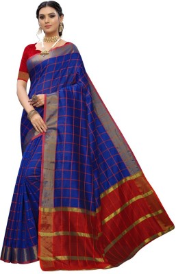 purabji enterprise Printed Bollywood Silk Blend Saree(Red, Blue)