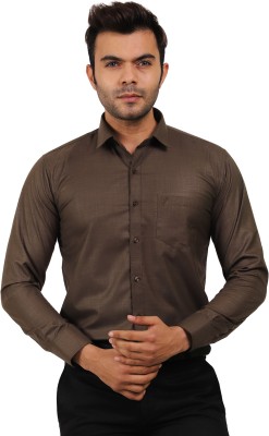 stars collection Men Solid Formal Brown Shirt