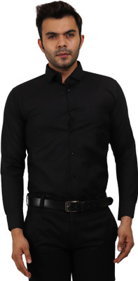 SRISA COLLECTIONS Men Solid Formal Black Shirt