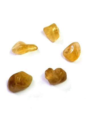 AIR9999 Set of 5 Natural Small Citrine Crystal Tumble for Reiki Healing Decorative Showpiece  -  1 cm(Crystal, Yellow)