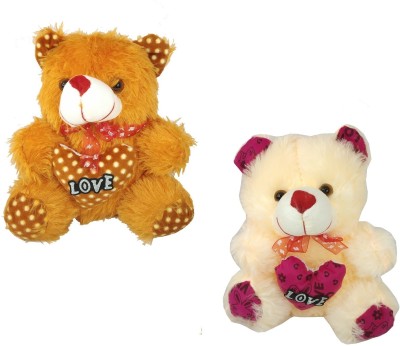 De-Ultimate Pack Of 2 (Size:20x25cm) Multicolor Teddy Bear Soft Fluffy Spongy Plush Fur Stuffed Toy for Kids, Girls & Children Birthdays Valentine Days Girls Playing & Gifting  - 25 cm(Multicolor)