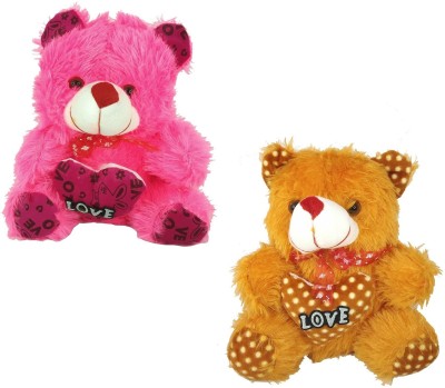 Uniqon (Size:20x25cm) Pack Of 2 Multicolor Teddy Bear Soft Fluffy Spongy Plush Fur Stuffed Toy for Kids, Girls & Children Birthdays Valentine Days Girls Playing & Gifting  - 25 cm(Multicolor)
