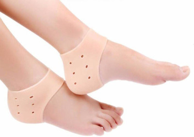 Granny Smith Heel Socks Silicone heel protector pain relief Gel Heel anti-Crack Heel Support(Beige)