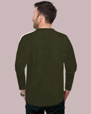 CLAfoutis Colorblock Men Round Neck Dark Green T-Shirt