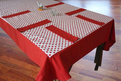 Dekor World Red Organic Cotton Table Linen Set(Pack of 5)