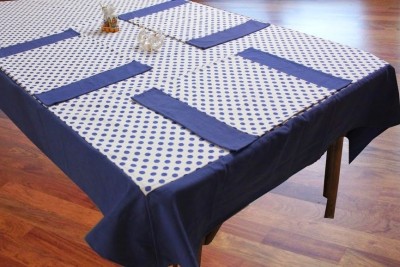 Dekor World Blue Organic Cotton Table Linen Set(Pack of 5)