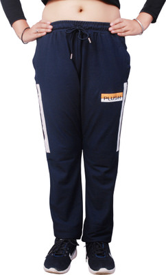 plush Striped Women Blue Track Pants