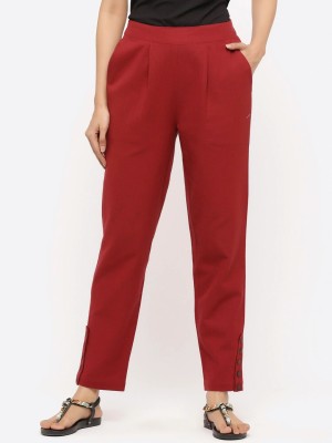 Jaipur Global Regular Fit Women Maroon Trousers