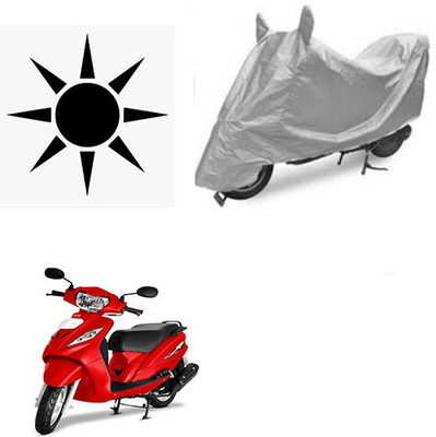 MOTOWORLD Waterproof Two Wheeler Cover for TVS(Wego, Silver)