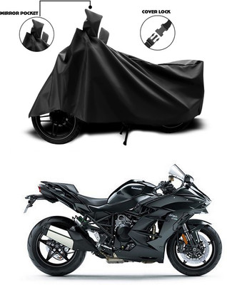 ANTHUB Waterproof Two Wheeler Cover for Kawasaki(Ninja H2, Black)