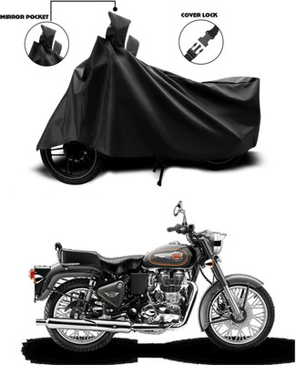 SEBONGO Waterproof Two Wheeler Cover for Royal Enfield(Bullet 500, Black)