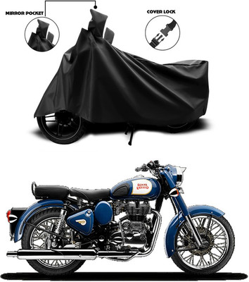 SEBONGO Waterproof Two Wheeler Cover for Royal Enfield(Bullet 350, Black)